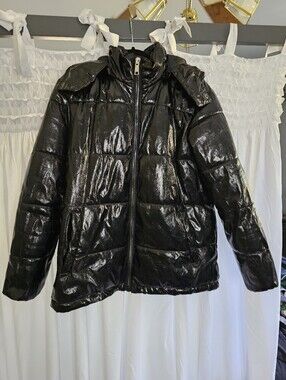 American Stitch Black Shiny Puffer Jacket